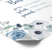 Blauw Baby in Bloom Baby shower Moeder Osa Bar Poster (Hoek)