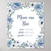 Blauw Baby in Bloom Baby shower Moeder Osa Bar Poster (Voorkant)