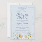 Blauw Baby in Bloom Bow Wildflower Boy Baby shower Kaart (Voorkant)
