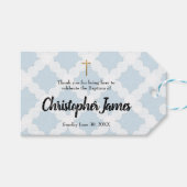 Blauw baby jongen doop horizontaal Dank je wel Cadeaulabel (Voorkant (Horizontaal))