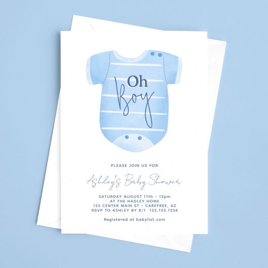 Blauw Baby Kleding Jongen Baby shower Kaart