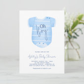 Blauw Baby Kleding Jongen Baby shower Kaart (Staand voorkant)
