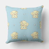 Blauw Baby Olifant Nursery Worp Kussen (Achterkant)