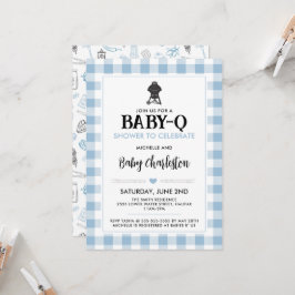 Blauw Baby-Q Baby Shower Uitnodiging | BBQ Feest