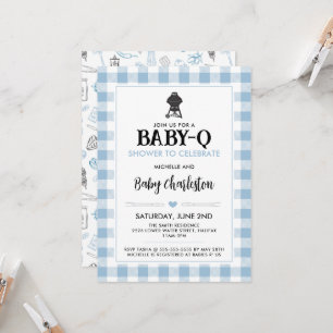 Blauw Baby-Q Baby Shower Uitnodiging   BBQ Feest