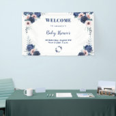 Blauw Baby-Q Bloemen Roos Pastel BBQ Baby shower Spandoek (Beurs)