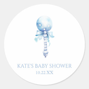 Blauw  Baby rammelaar Speelgoed kwekerij Baby show Ronde Sticker