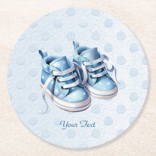 Blauw Baby Schoenen Papier Onderzetter