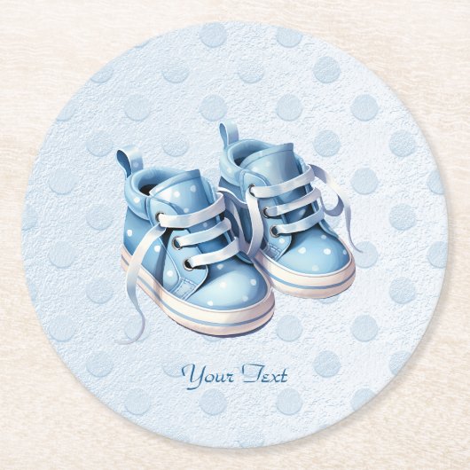 Blauw Baby Schoenen Papier Onderzetter (Voorkant)
