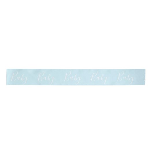 Blauw Baby Script Elegant Baby Boy Shower Satijnen Lint (Voorkant)