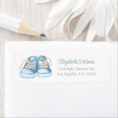 Blauw Baby Shoes Baby shower adreslabel. Etiket (Insitu)