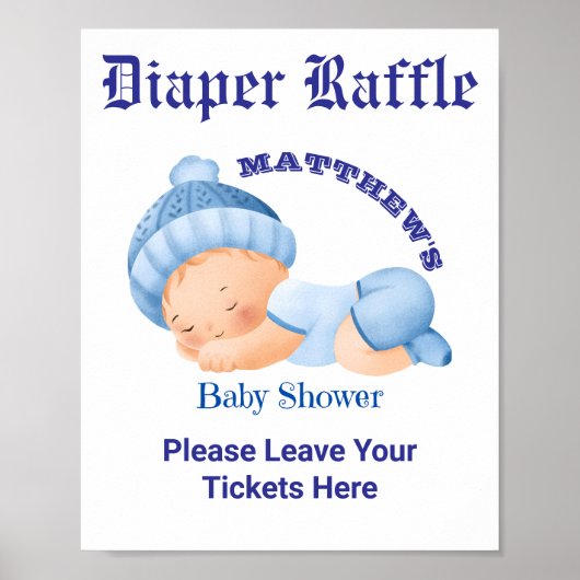 Blauw Baby shower, Baby Boy Douche Party Game Poster (Voorkant)