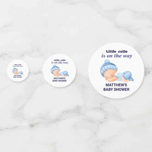 Blauw Baby shower, Baby Boy Shower Confetti (Voorkanten)