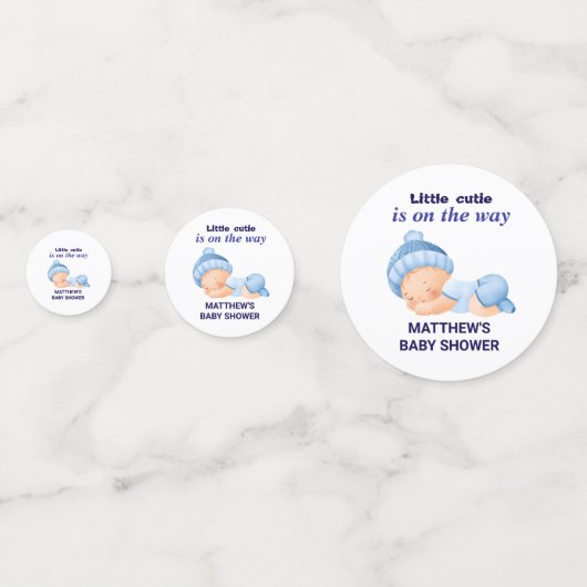 Blauw Baby shower, Baby Boy Shower Confetti (Achterkanten)