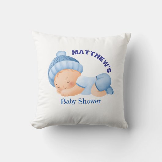 Blauw Baby shower, Baby Boy Shower Kussen (Voorkant)
