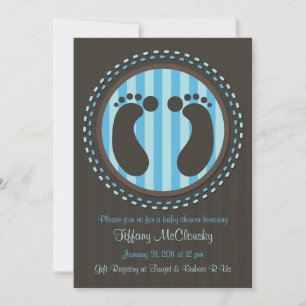 Blauw Baby shower Baby voetafdrukken Kaart