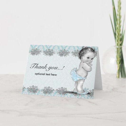  blauw Baby shower bedankkaart (Voorkant)