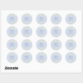 Blauw Baby Shower Bedankt Geel Sterren Eenvoudig Ronde Sticker (Vel)
