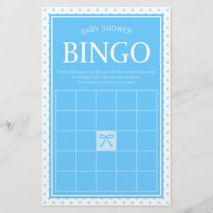 Blauw Baby shower Bingo Polka Dots en Lint Briefpapier