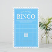 Blauw Baby shower Bingo Polka Dots en Lint Briefpapier (Staand voorkant)