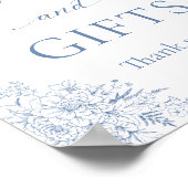 Blauw Baby shower boeken en geschenken Poster (Hoek)