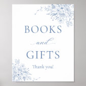 Blauw Baby shower boeken en geschenken Poster (Voorkant)