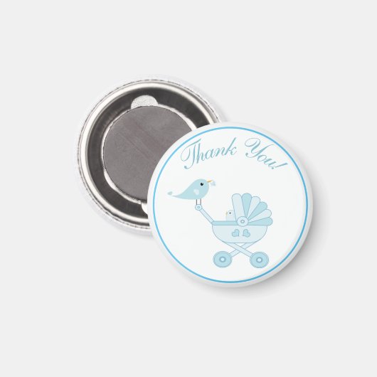 Blauw Baby shower Dank u Magnet (Voorkant / Achterkant)
