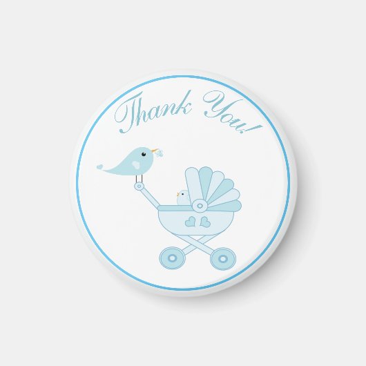 Blauw Baby shower Dank u Magnet (Voorkant)