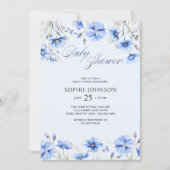 Blauw Baby shower Elegante zomerbloemen Kaart (Voorkant)