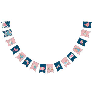 Blauw baby shower en roze Babies Vlaggetjes