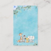 Blauw Baby shower Eucalyptus Safari Visitekaartje (Achterkant)