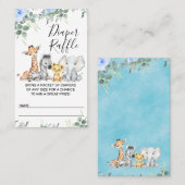 Blauw Baby shower Eucalyptus Safari Visitekaartje (Voorkant / Achterkant)