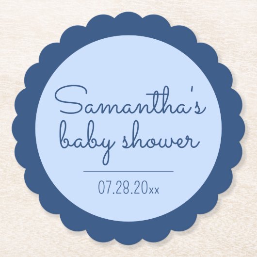 Blauw Baby shower geschulpte Onderzetters (Voorkant)