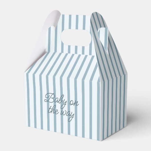 Blauw Baby shower gestript Bedankdoosjes (Voorkant Zijde)