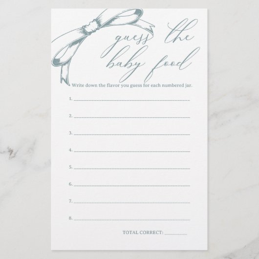  Blauw Baby shower Guess Baby Food Game Flyer (Voorkant)