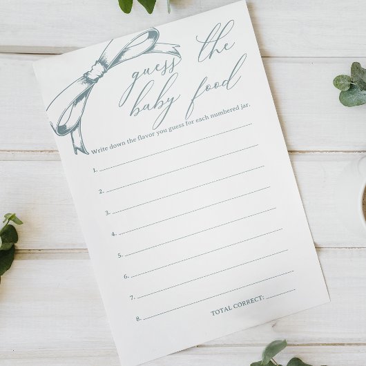  Blauw Baby shower Guess Baby Food Game Flyer