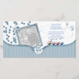 Blauw Baby shower Hartelijk dank voor uw fotokaart Bedankkaart