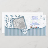 Blauw Baby shower Hartelijk dank voor uw fotokaart Bedankkaart (Voorkant / Achterkant)