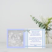 Blauw Baby shower Hartelijk dank voor uw pasje Bedankkaart (Staand voorkant)