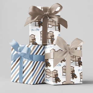 Blauw Baby shower Het is een Teddybeer Inpakpapier Vel
