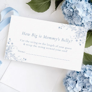 Blauw Baby shower Hoe groot is mama buikspel Informatiekaartje