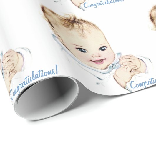  blauw Baby shower inpakpapier (Rol Hoek)