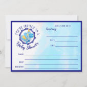 Blauw Baby shower invullen Kaart (Voorkant)