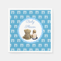Blauw Baby shower Jongen en Teddybeer