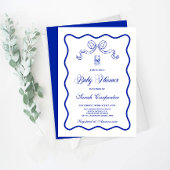 Blauw  Baby shower Jongensuitnodiging Kaart