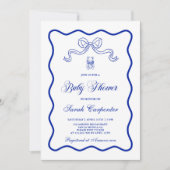 Blauw  Baby shower Jongensuitnodiging Kaart (Voorkant)