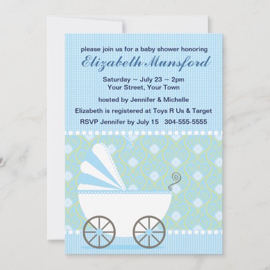 Blauw Baby shower Kaart (Voorkant)