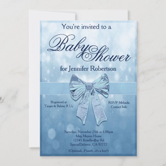 Blauw Baby shower Kaart (Voorkant)