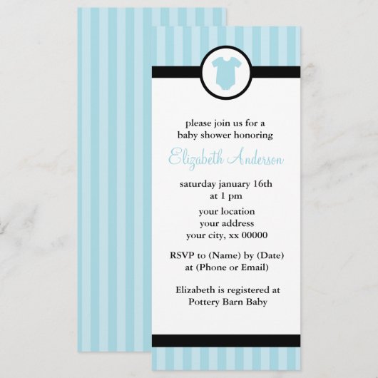 Blauw Baby shower Kaart (Voorkant / Achterkant)