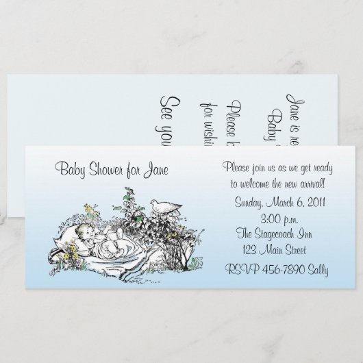  blauw Baby shower Kaart (Voorkant / Achterkant)